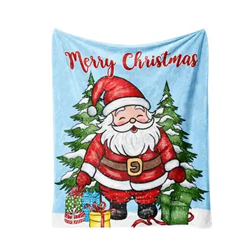 Весела Коледа фланела одеяло Дядо Коледа топлина мека плюшена диван легло хвърляне одеяло коледни подаръци пътуване къмпинг одеяло