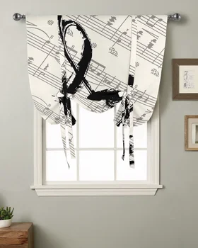 Музикални бележки лист реколта прозорец завеса за хол римски завеси за кухня кафе вратовръзка къси завеси