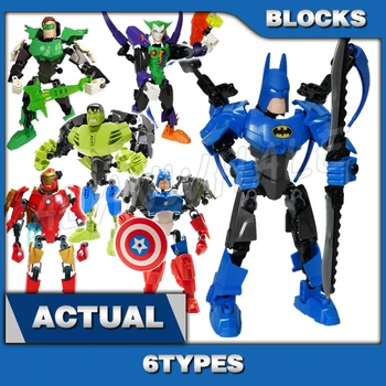 6types Super Fighter Revenger Joker Green Giant Captain Iron Robot Powered-up Suit 6001 Building Block Toy, съвместим с модела