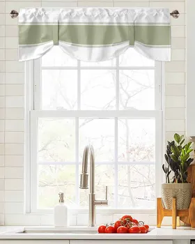 Градински чай зелени ивици текстура прозорец завеса хол кухненски шкаф вратовръзка престилка завеса прът джоб престилка