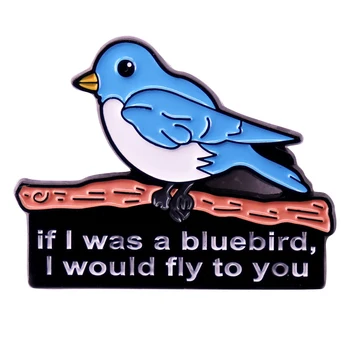 A2900 Ако бях синя птица, щях да летя до теб Брошки за дрехи Емайл ПИН ревера ПИН раница куфарче значки Аксесоари