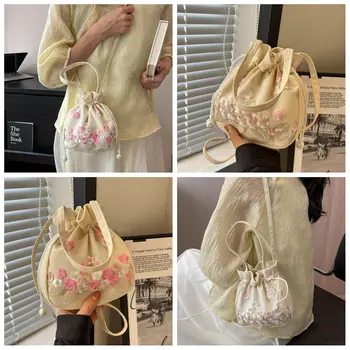 етнически стил ханфу шнур чанта китайски рамо чанта бродерия цвете чанта съхранение чанта чанта цветен кофа чанта ежедневно
