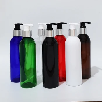 20pcs 250ml празни многократни кръгли бутилки лосион контейнер сребро лосион помпа пластмасов шампоан течен сапун козметични опаковки