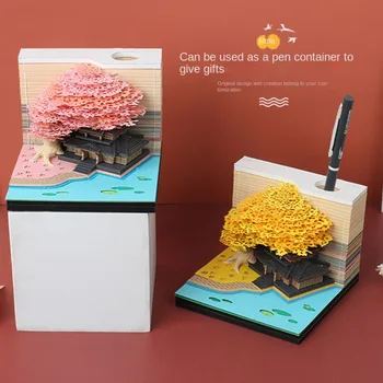 3D хартия дърворезба модел бележник високо качество хартия бележник деца подаръци мини 3D лепкава бележка Pad У дома