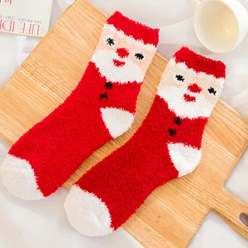 Коледни чорапи Меки топли зимни уютни чорапи с декорация Bowknot Снежен човек лосове модел празнични подаръци за жени и приятелка