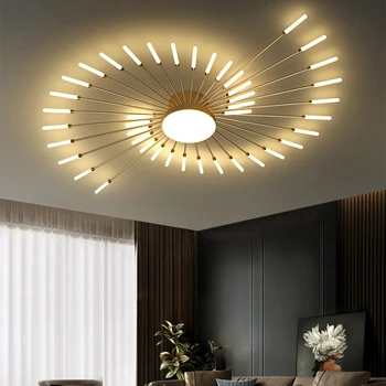гореща продажба модерни LED таванни светлини злато черен таван полилей лампа за хол спалня кухня декор Lampara techo блясък