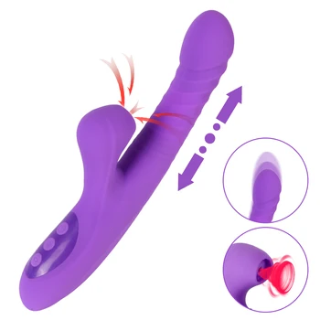G Spot Rabbit вибратор Dual Motor секс играчки за жени с отопление Thrusting Смучене Клиторен стимулатор Вибратори вибратори