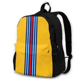 Racing Stripes Жълт фон Училищна чанта Голям капацитет раница лаптоп 15 инча Той Напред Великденския си рожден ден Льо Ман X Mas