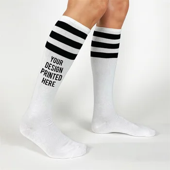 Персонализирани раирани чорапи до коляното, проектирайте свои собствени чорапи, добавете текст или дизайн към чорапите