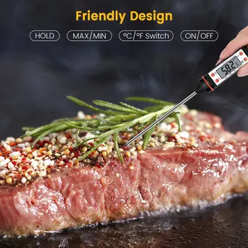 Кухненски термометър цифров многофункционален с незабавно четене готвене дълга сонда подсветка LCD екран за храна