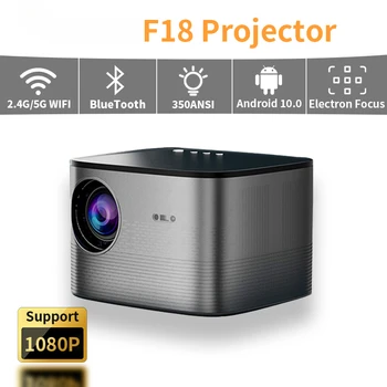 F18 проектор Full HD Android 10.0 4K 1920x1080 цифрови фокусни устройства Видео пройектор за домашно кино театър мобилен телефон