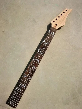 Yinfente DIY електрическа китара врата 25.5 инча 24 Fret Rosewood Fretboard лоза инкрустация болт на петата наклон ъгъл главата незавършен Y4-1