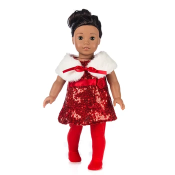 Нова рокля + клин Подходящ за американско момиче кукла дрехи 18-инчов кукла, Коледа момиче подарък (само продават дрехи)
