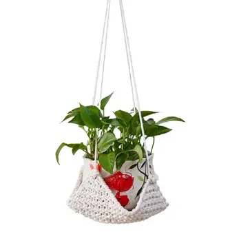 Macrame растение закачалка Macrame саксия закачалка саксия закачалка за стена декорация цвете саксия кошница тъкани вътрешен открит домашен декор