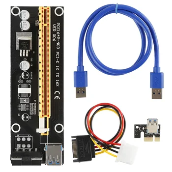 60CM VER006S PCI Express PCI-E щранг карта USB3.0 кабел PCIE 1X до 16X удължителен адаптер SATA 4Pin захранване за графична карта