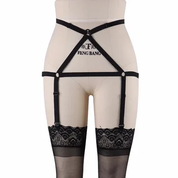 Triangle Body Cage Harness Black Thigh Garter Sexy Triangle Panties Thigh Harness Goth Punk Socks Suspender Belt P0091