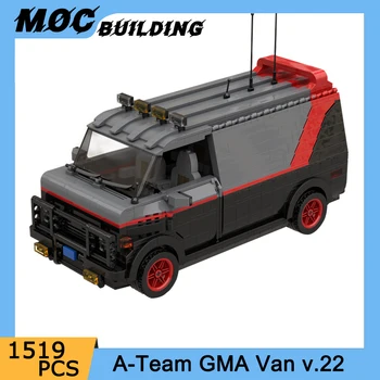 MOC Building Blocks 1980s Classic Cars Model A-Team GMA Van V.22 Превозни средства Сглобяване на тухли DIY Образователна колекция Играчки Подаръци
