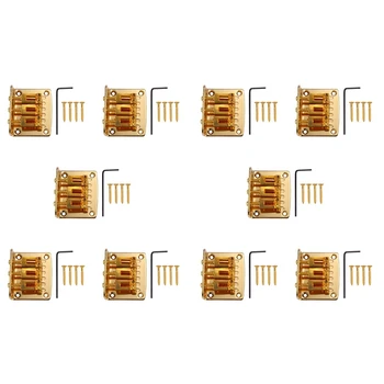 10X кутия за пури Части за китара: 3-струнна златна горна зареждаща се твърда опашка регулируем мост златен цвят