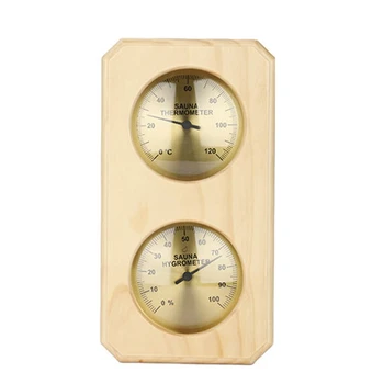  Термометър за сауна 2 в 1 Дървен хигротермограф за сауна Вътрешен термометър & Хигрометър за хотел или сауна стая