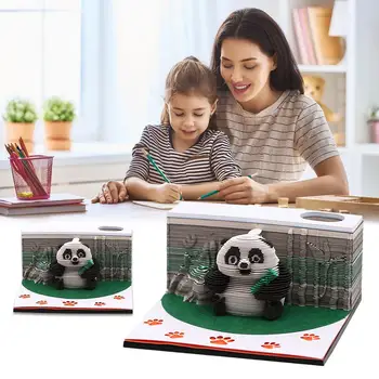 Panda Триизмерни подложки за бележки за бележки Сладка бележка Хартиена подложка за бележки Блок за бележки Подаръци Детски лепкави 3D Y1I6