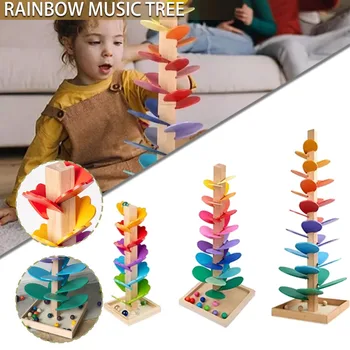 Rainbow Music Swing Kit Дървено музикално дърво за деца Образователна Монтесори играчка, изработена от висококачествени дървени материали Чисто нова