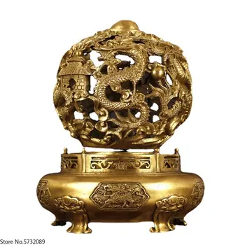 Всички медни девет оборота Qiankun Ding декорации, девет дракон перла играе Ding хол, дом, офис занаяти