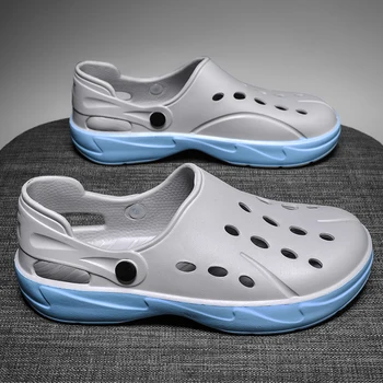 плажни сандали за мъже чехли на открито износоустойчиви неплъзгащи дишаща удобна вода доказателство мода кръг пръсти обувки лято