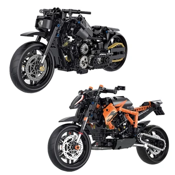2023 Нови високотехнологични технически 1:8 Мотоциклетни строителни блокове Модел MOC City Спортни тухли за автомобили Играчки за деца Подаръчен комплект за рожден ден