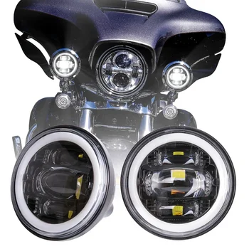 4 1/2 мотоциклет къса лампа Led мощност мъгла светлина за Harley Davidson 54W фар за мъгла събрание комплект за Harley Road King FLHR 05-16