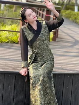 Китайска тибетска бола рокля жени пролетна роба традиция етнически танц