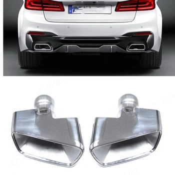 За BMW Серия 5 G30 G31 530i 540i 2017-2021 Сребърен автомобил Заден ауспух тръба изпускателна накрайници 520i Air Vent Outlet Tail Ауспух комплект