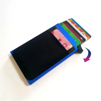 YUECIMIE метален RFID автоматичен портфейл за мъже жени мини алуминиев притежател на кредитна карта Smart бързо освобождаване изскачащ банков картов кутия