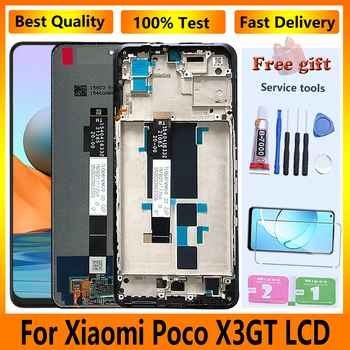  Оригинален LCD дисплей за Xiaomi POCO X3 GT 21061110AG Пълен с рамка сензорен екран дигитайзер ремонт монтаж резервни части